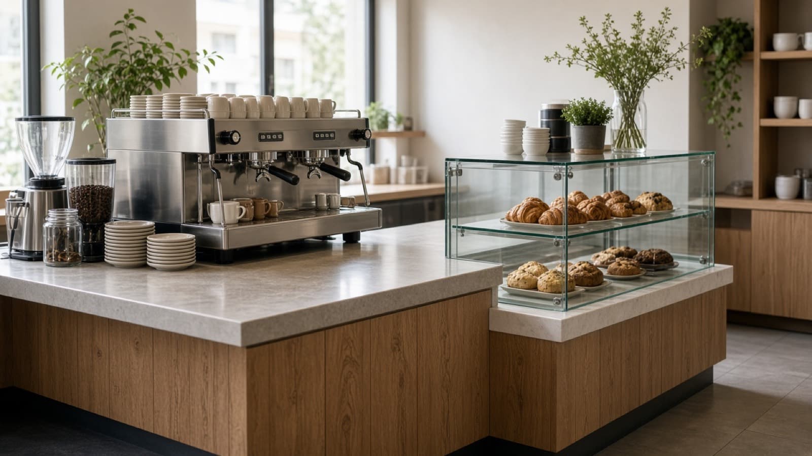 Illustrative photograph of a café counter. Not a customer's café.