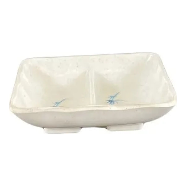 Thunder Group 0002BB Blue Bamboo 1 1/2 oz Melamine Divided Sauce Dish, Pack of 12