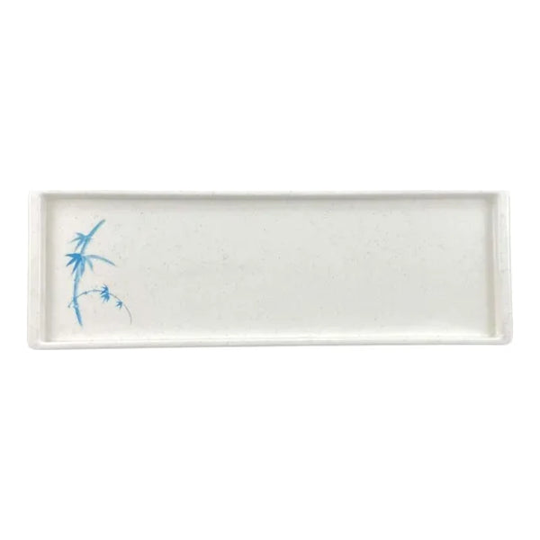 Thunder Group 0900BB Blue Bamboo 13 1/2" x 4 1/2" Melamine Sandwich Tray, Pack of 12