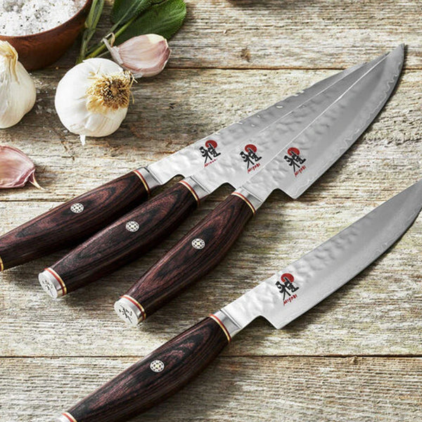 Miyabi 1001985 Artisan 4 Piece Steak Knife Set with Brown Pakkawood Handle