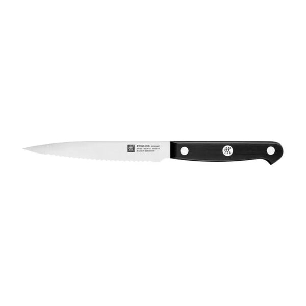 Zwilling 1002434 Gourmet 4.5" Serrated Paring Knife with Black Plastic Handle