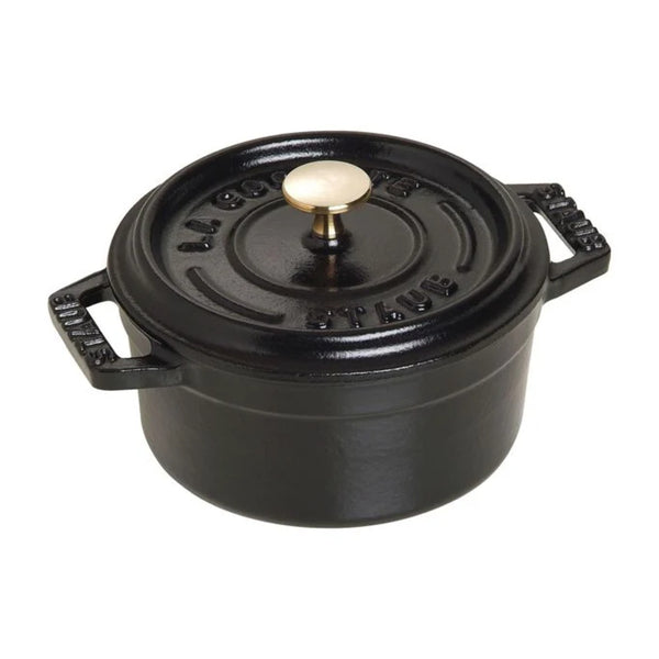 Staub 1003176 Cast Iron 0.25-qt Mini Round Cocotte, Black