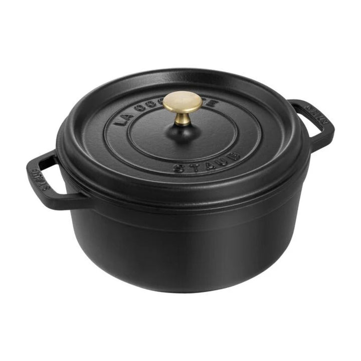 Staub 1003195 Enameled Cast Iron 4-qt Cocotte with Lid, Black