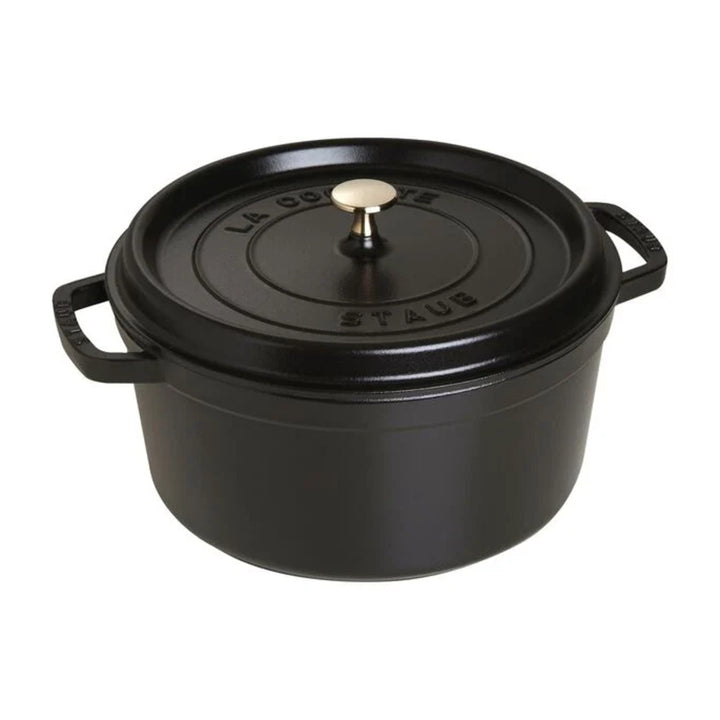 Staub 1003207 Enameled Cast Iron 7 qt Cocotte with Lid, Black Matte