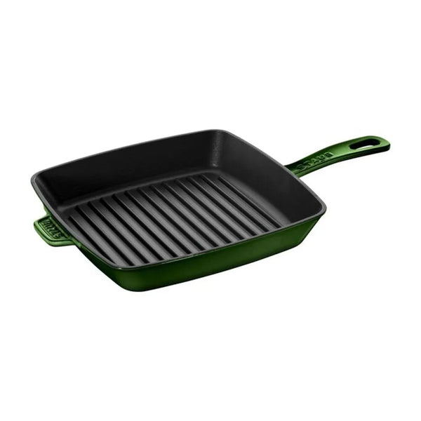 Staub 1003339 Cast Iron 12" Square Grill Pan, Basil