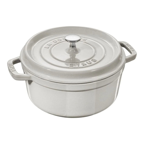 Staub 1003437 Cast Iron 2.75-qt Round Dutch Oven, White Truffle