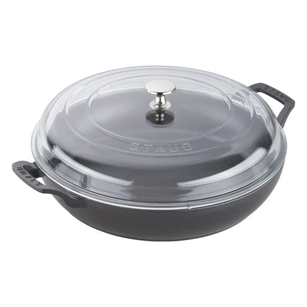 Staub 1003535 Cast Iron 3.5-qt Braiser with Glass Lid, Black