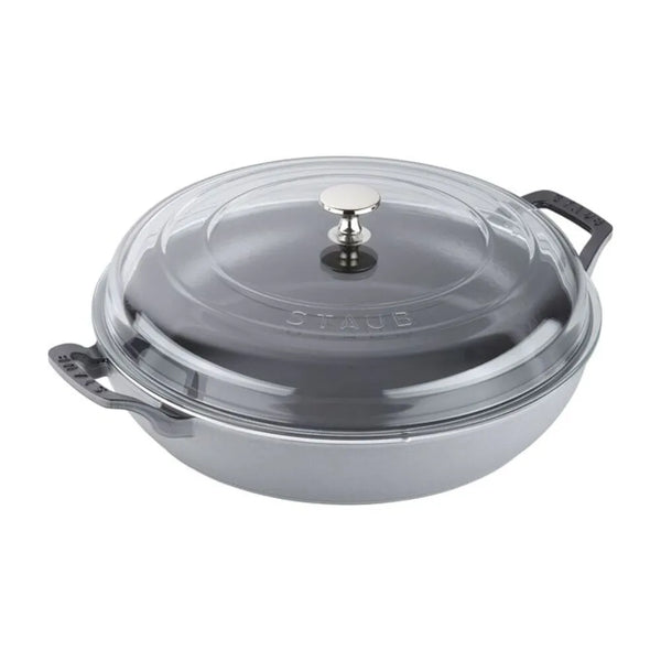 Staub 1003537 Cast Iron 3.5-qt Braiser with Glass Lid, Graphite Grey