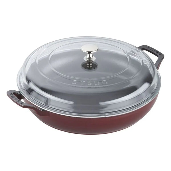 Staub 1003541 Cast Iron 3.5-qt Braiser with Glass Lid, Grenadine