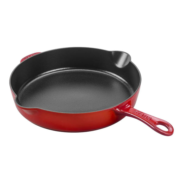 Staub 1003711 11" Round Enameled Cast Iron Skillet with Handle Cherry