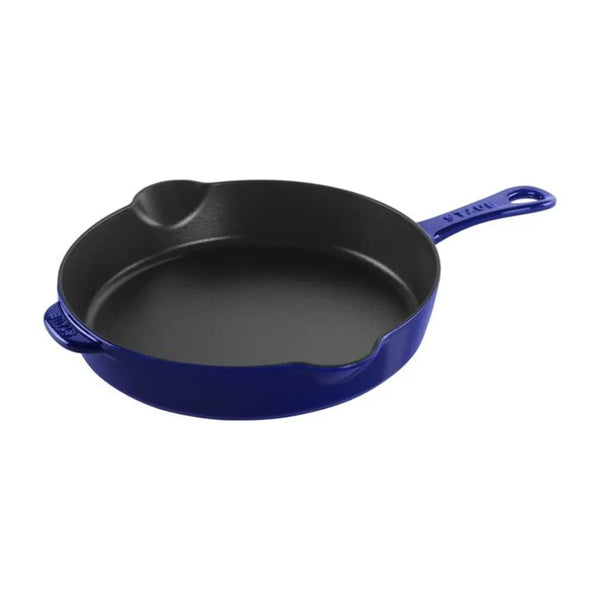 Staub 1003713 11" Round Enameled Cast Iron Skillet with Handle, Dark Blue