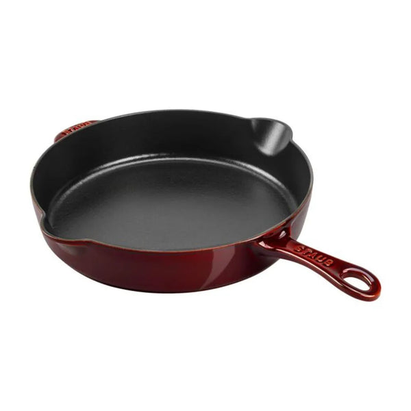 Staub 1003715 11" Round Enameled Cast Iron Skillet with Handle, Grenadine