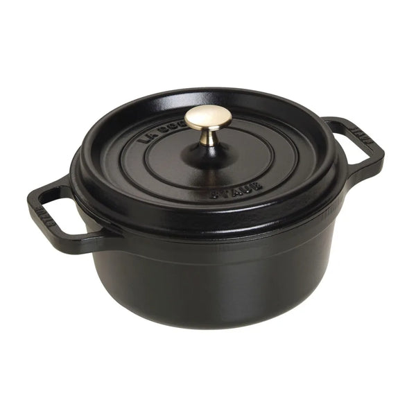 Staub 1003915 2 3/4 qt Enameled Cast Iron Cocotte with Lid, Black Matte