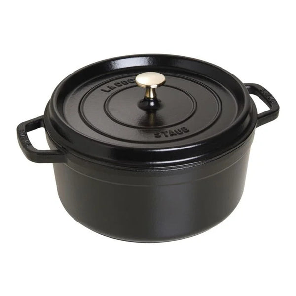 Staub 1003920 Cast Iron 5.5-qt Round Dutch Oven, Black