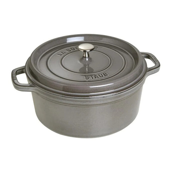 Staub 1003926 Cast Iron 7-qt Round Cocotte with Lid, Graphite Grey