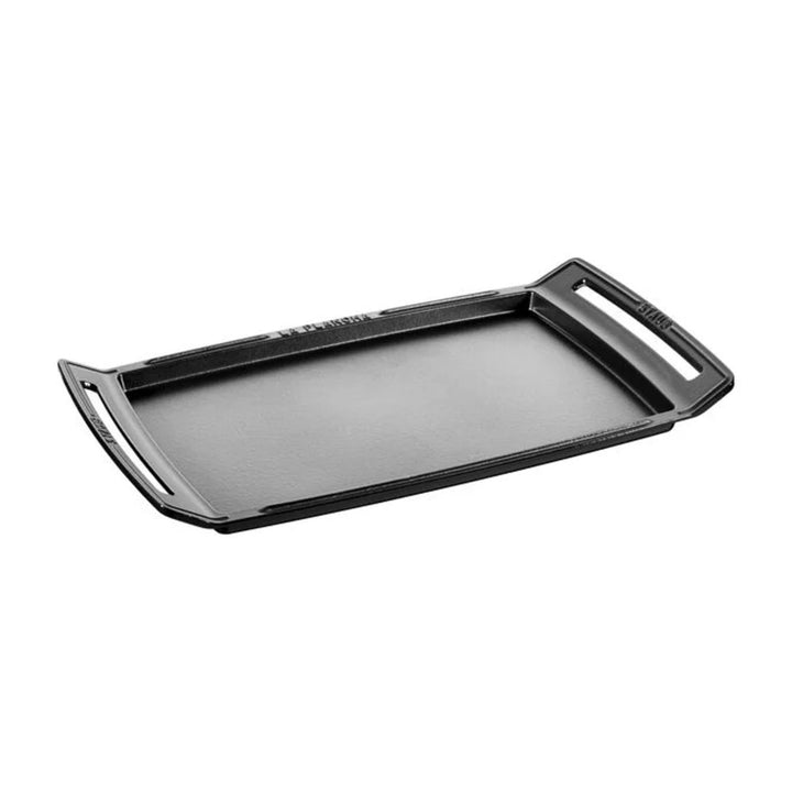 Staub 1003954 Rectangular Cast Iron Griddle Pan/Plancha with Handles, 18 1/2" x 9 4/5", Matte Black