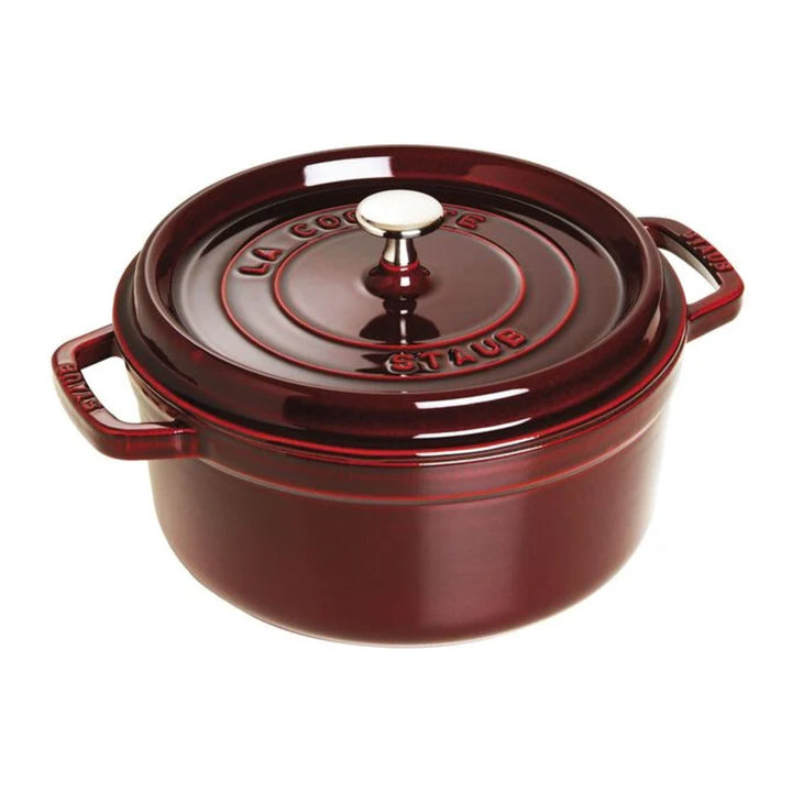 Staub 1003979 Cast Iron 5.5-qt Round Dutch Oven, Grenadine