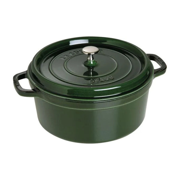 Staub 1003982 Cast Iron 7-qt Round Cocotte with Lid, Basil