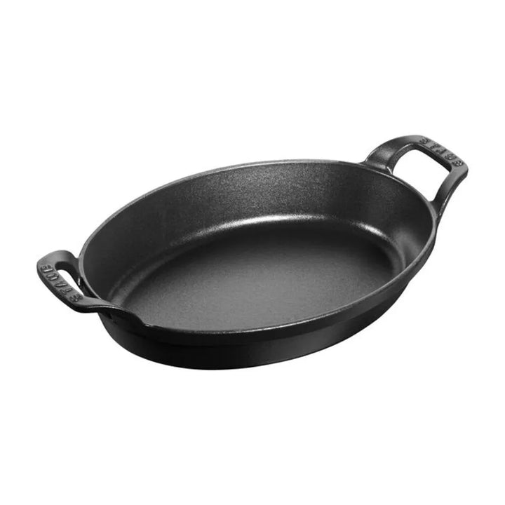 Staub 1004016 Black Cast Iron Oval Baking Dish, 9.5" x 6.75"