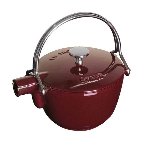 Staub 1004034 Cast Iron 1-qt Round Tea Kettle, Grenadine Red