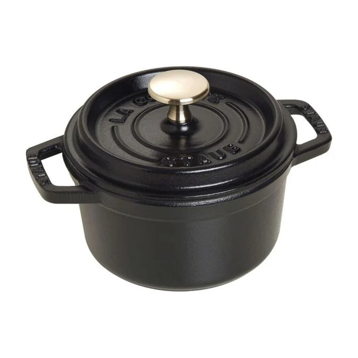 Staub 1004049 Cast Iron 0.75-qt Round Dutch Ovens, Black