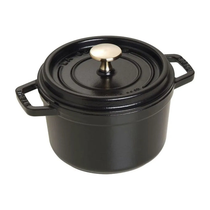 Staub 1004057 Cast Iron 1.25-qt Round Dutch Ovens, Black