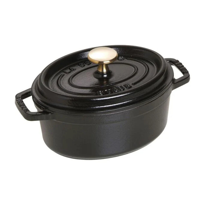 Staub 1004061 Cast Iron 1-qt Oval Dutch Oven, Black