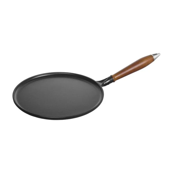 Staub 1004084 Cast Iron 11" Crepe Pan with Spreader & Spatula, Black