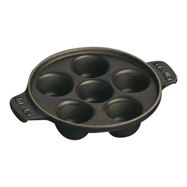 Staub 1004104 Cast Iron 5.75" Escargot Dish with 6 holes, Black