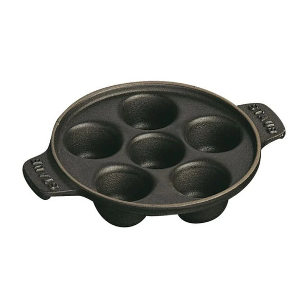 Staub 1004104 Cast Iron 5.75" Escargot Dish with 6 holes, Black