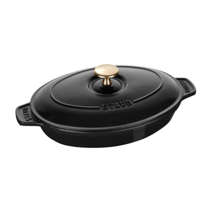 Staub 1004135 Cast Iron 9" X 6.6" Oval Covered Baking Dish, Black