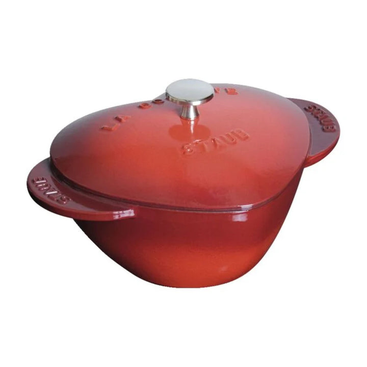 Staub 1004187 Cast Iron 1.75-qt Heart Cocotte, Cherry