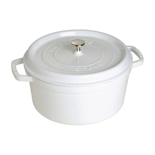 Staub 1004222 7 qt Enameled Cast Iron Cocotte with Lid, White