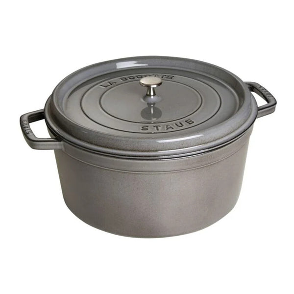 Staub 1004230 Cast Iron 9-qt Round Cocotte with Lid, Graphite Grey