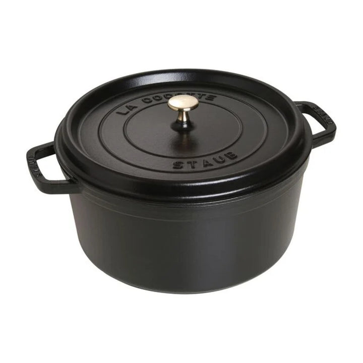 Staub 1004232 Cast Iron 9-qt Round Cocotte with Lid, Black