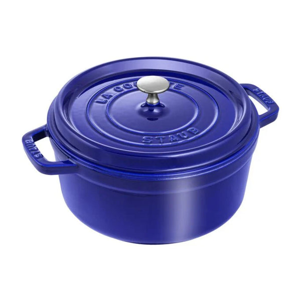 Staub 1004297 Cast Iron 4-qt Round Cocotte with Lid, Dark Blue