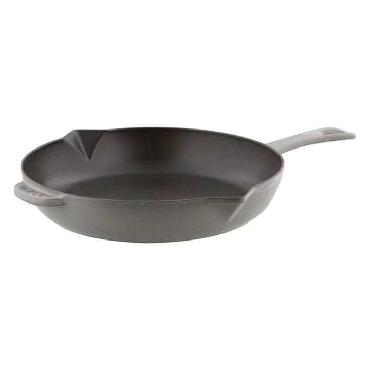 Staub 1004368 10" Round Enameled Cast Iron Skillet with Handles, Graphite Gray