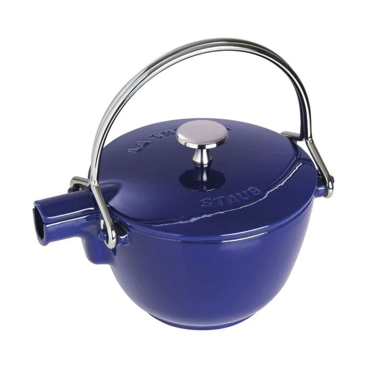 Staub 1004372 Cast Iron 1-qt Round Tea Kettle, Dark Blue