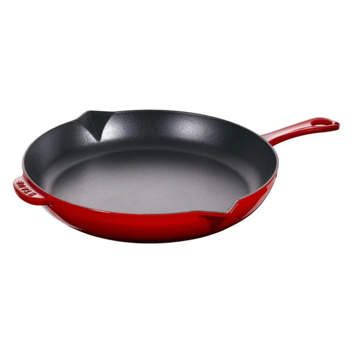 Staub 1004415 10" Round Enameled Cast Iron Skillet with Handles, Cherry