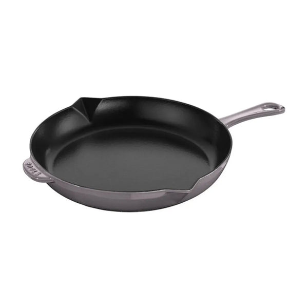 Staub 1004497 12" Round Enameled Cast Iron Skillet with Handles, Graphite Gray