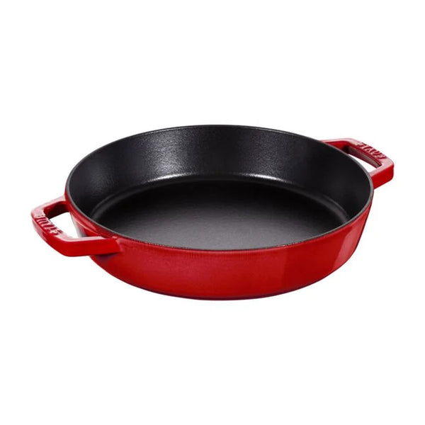 Staub 1004803 Cast Iron 13" Fry Pan with Double Handle, Cherry