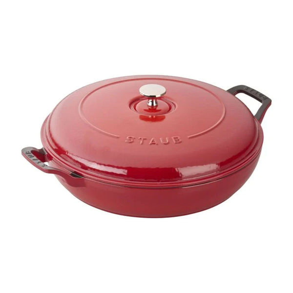 Staub 1007984 Cast Iron 3.5-qt Braiser Pan, Cherry