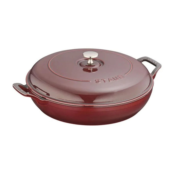 Staub 1007985 Cast Iron 3.5-qt Braiser Pans, Grenadine