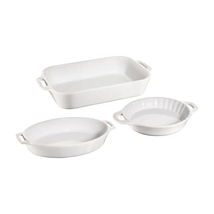 Staub 1009530 Stoneware 3-Piece Mixed Baking Dish Set, White