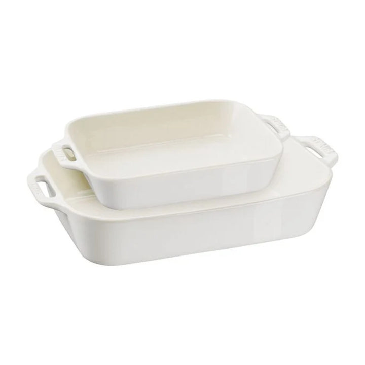 Staub 1009555 Stoneware 2-Piece Rectangular Baking Dish Set, Rustic Ivory