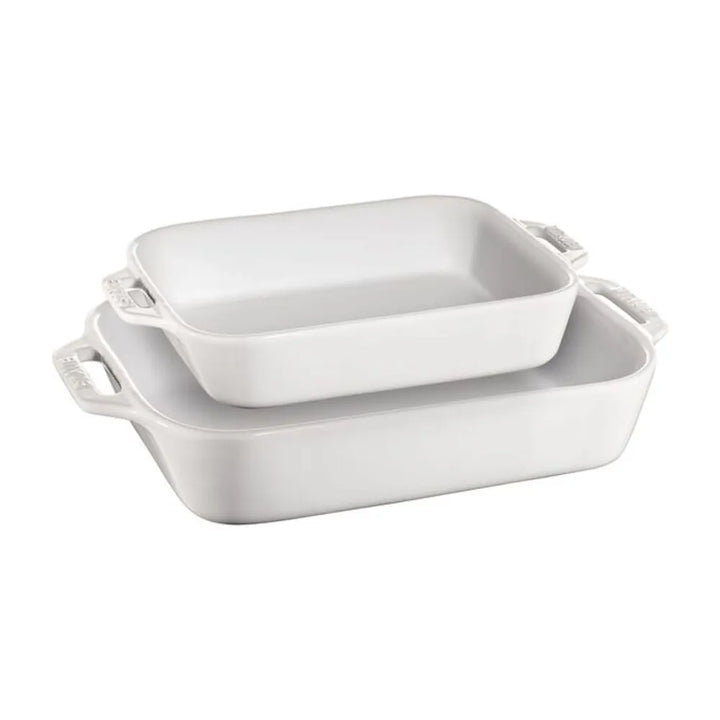 Staub 1009915 2-Piece Rectangular Baking Dish Set, White