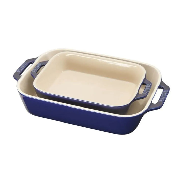 Staub 1010156 2-Piece Rectangular Baking Dishes Set, Dark Blue