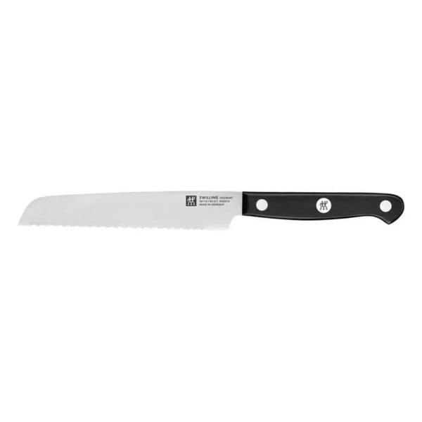 Zwilling 1010244 Gourmet 5" Serrated Utility Knife with Black Plastic Handle