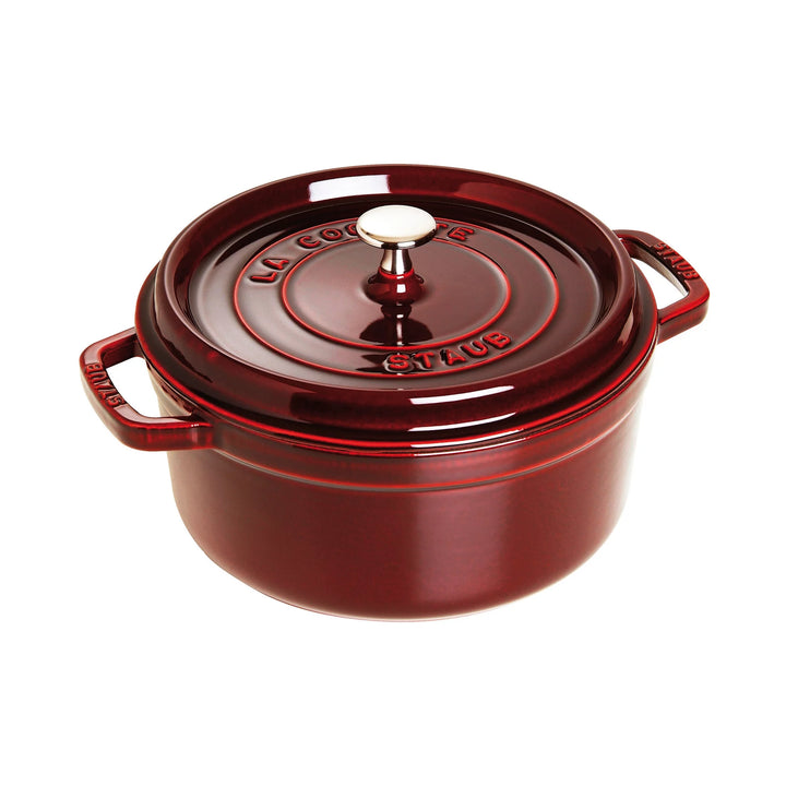 Staub 1010748 Cast Iron 13.25-qt Round Cocotte, Grenadine