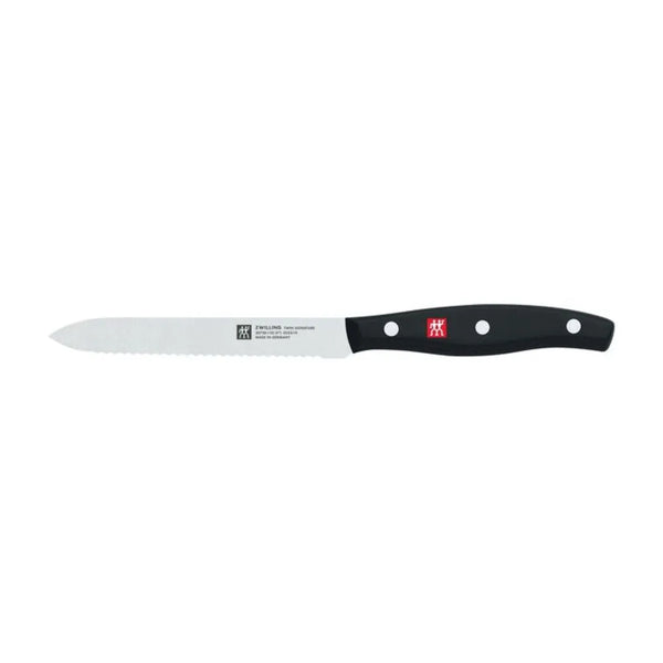 Zwilling 1011724 TWIN Signature 5" Serrated Utility Knife with Black Plastic Handle